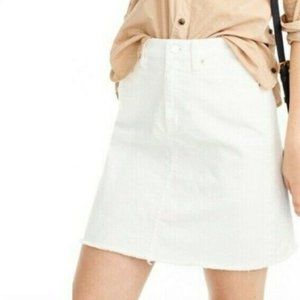 J. Crew White Denim Mini Skirt Raw Hem Size 25​​​